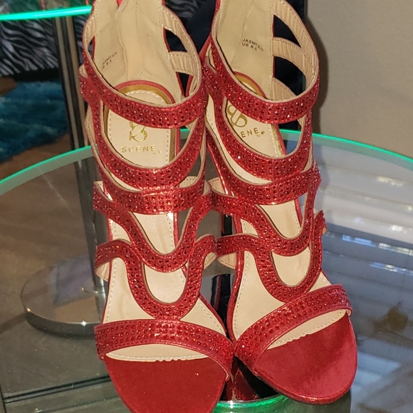Scene Red Rhinestone Heels - Picture 1 of 11